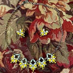 Loft Yellow rhinestone necklace and post earrings